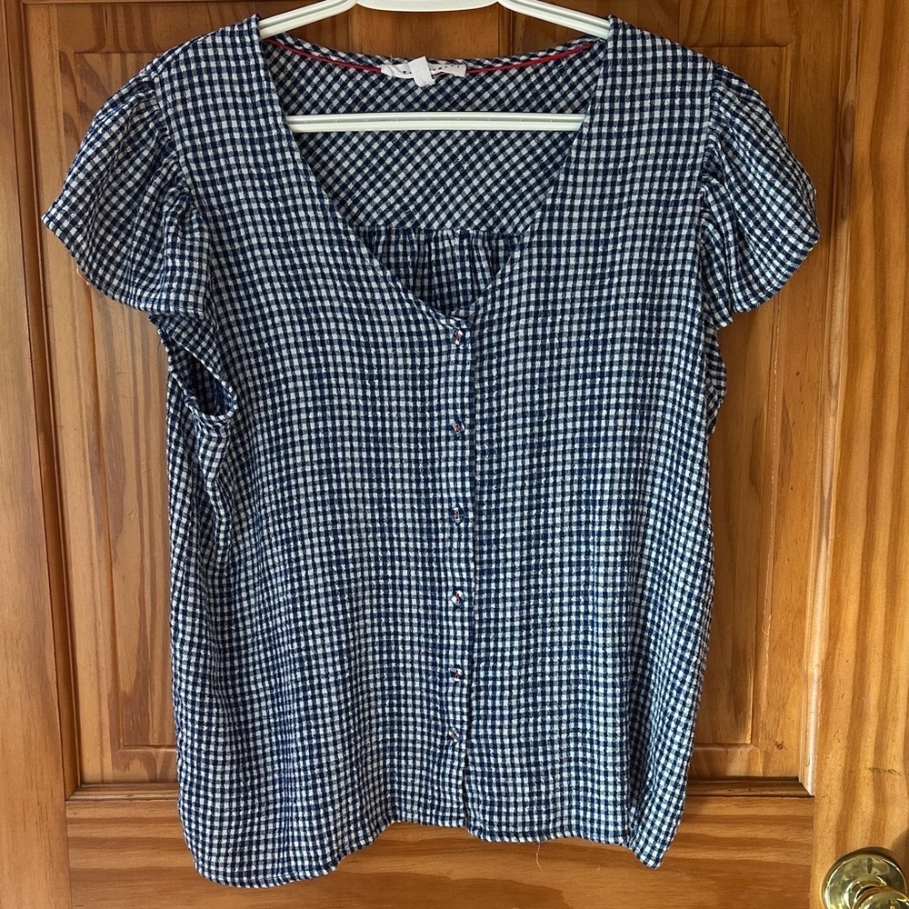 Navy Checkered Blouse for Women